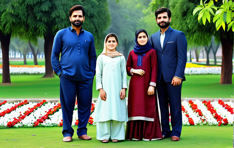 **
"A professional family enjoying time together in a park in Lahore, Pakistan. Everyone is fully clothed in modest Shalwar Kameez. Trees and colorful flowers in the background. Safe for work, appropriate content, perfect anatomy, correct proportions, natural pose, professional photography, high quality."
**