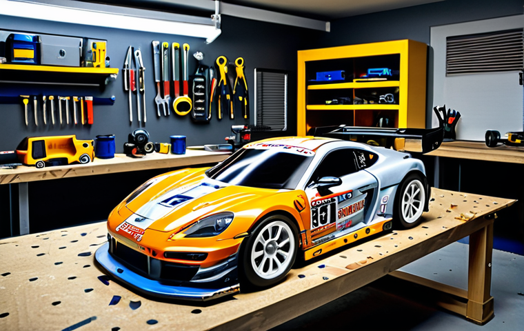 RC카와 관련된 인기 프로그램 - **Prompt:** "A professional RC car racer, fully clothed in racing attire, holding a detailed RC car ...