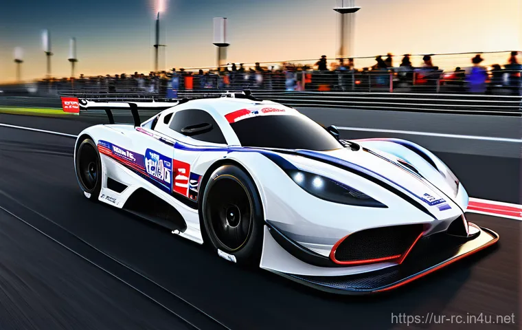 RC카 부품 업그레이드 사례 - **Prompt 1: High-Speed RC Racing**
"An ultra-fast, sleek RC racing car, equipped with a brushles...