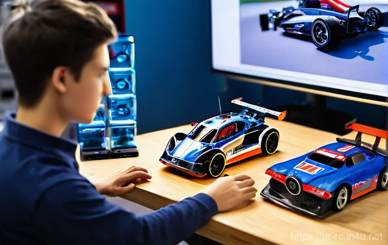 RC카의 전용 소프트웨어 리뷰 - **Prompt 1: The Firmware Upgrade Breakthrough**
"A vibrant, eye-level shot of a clean, futuristi...